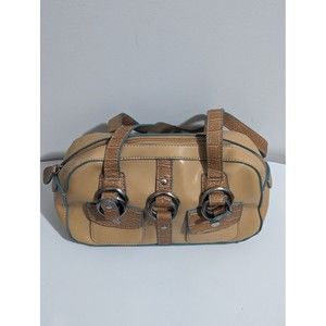 EMILIE M. PURSE TAN with Blue Trim